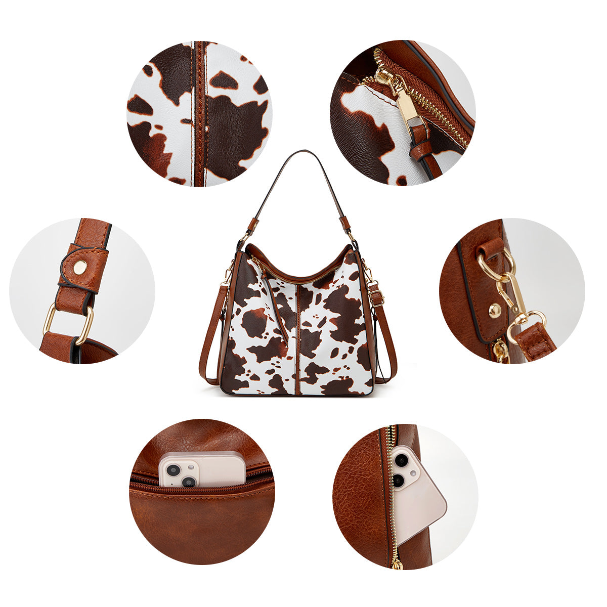 Hypersku Bolso Hobo Lujo Cuero 3-Piezas Set