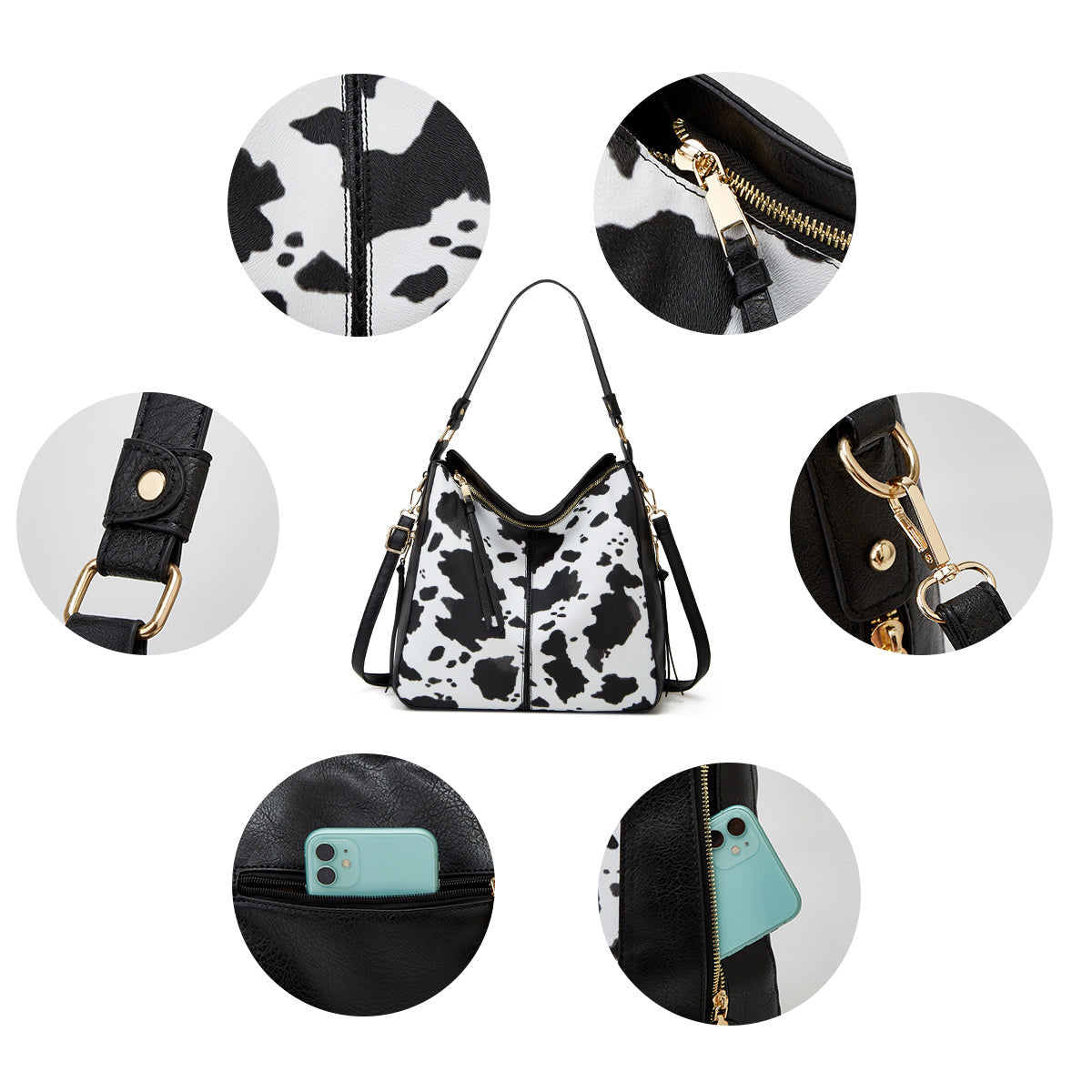 Hypersku Bolso Hobo Lujo Cuero 3-Piezas Set