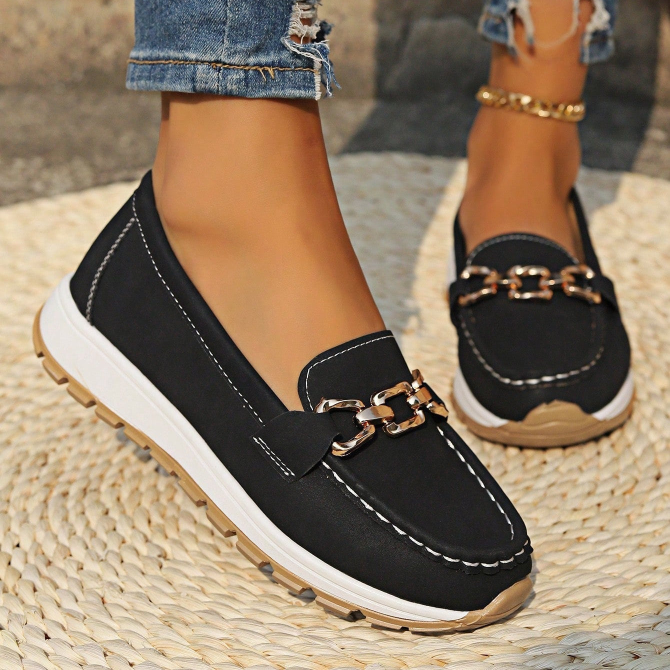 Renley New York Mocasines Ortopédicos Planos con Hebilla Chloe