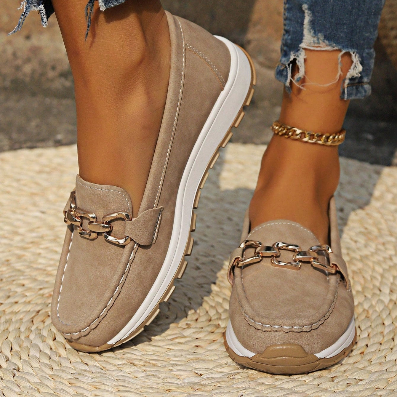 Renley New York Mocasines Ortopédicos Planos con Hebilla Chloe