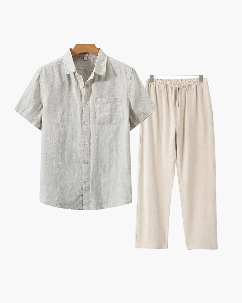 Old Money WorldWide Conjunto de Lino Manga Corta para Hombre