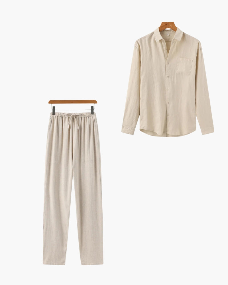 Old Money Conjunto Monocromo Lino Camisa Capetown y Pantalón Marrakech Hombre