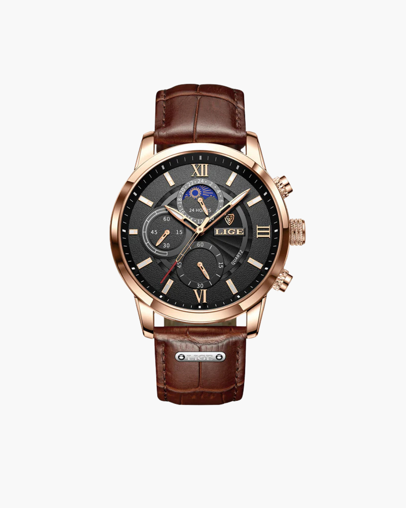 Old Money Reloj De Cuero Auténtico Buzo Pesado Hombre