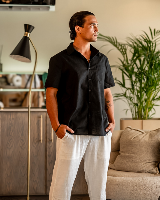 Old Money Cape Town Camisa de Lino Manga Corta Hombre