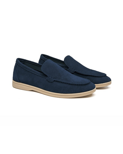Old Money Chaleco Cachemira Azul Zapatos Ante Azul