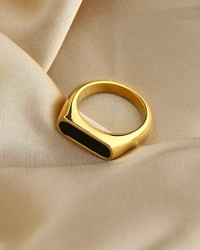 Old Money Anillo Obsidian Band Oro Negro Unisex