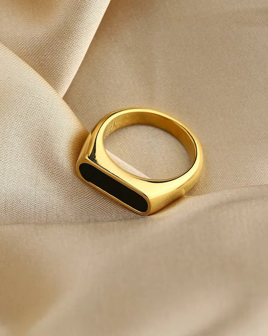 Old Money Anillo Obsidian Band Oro Negro Unisex