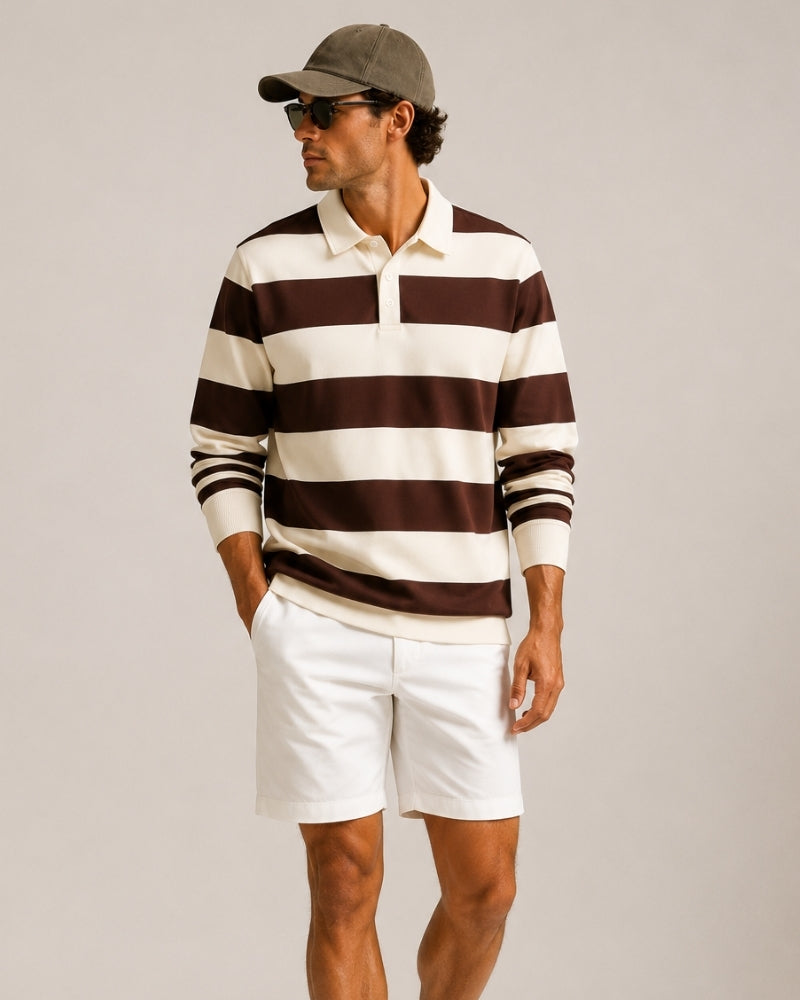 Old Money Polo Rugby Rayas Vintage Hombre
