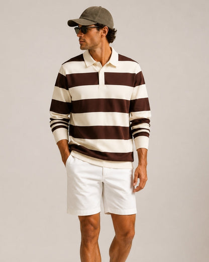 Old Money Polo Rugby Rayas Vintage Hombre