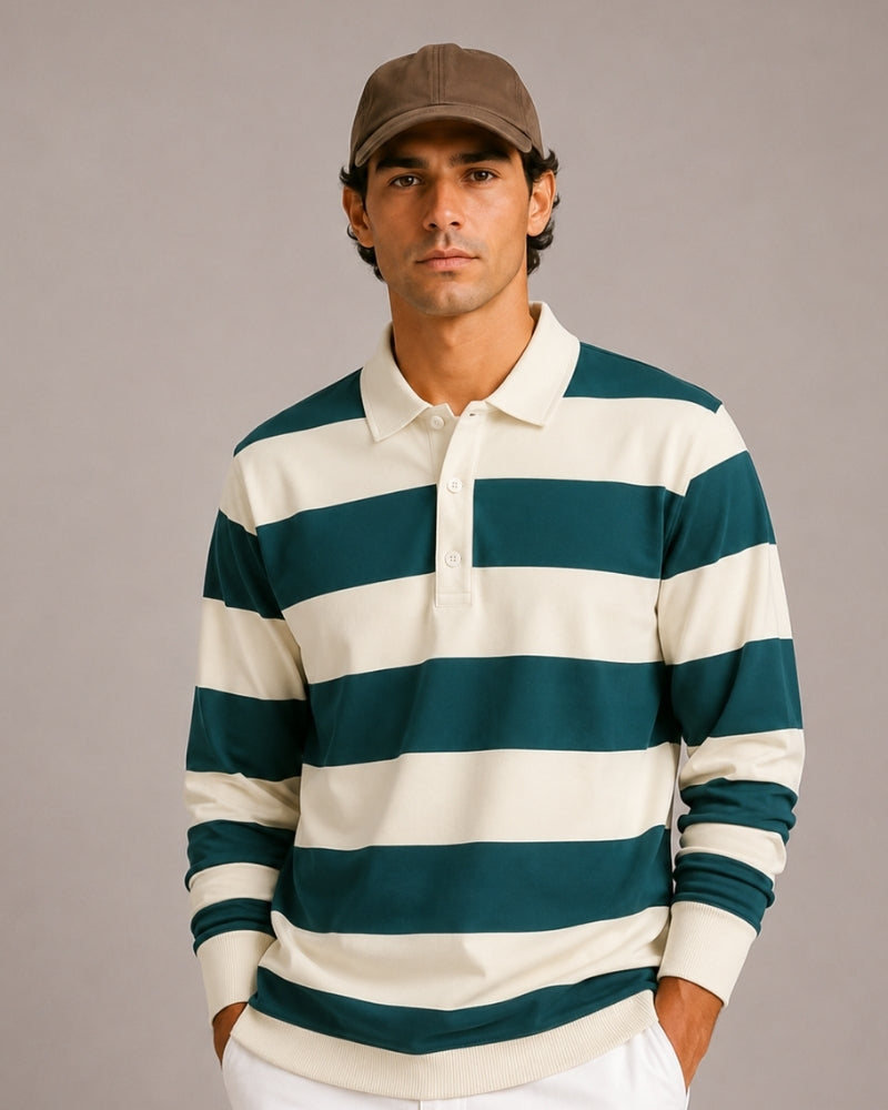 Old Money Polo Rugby Rayas Vintage Hombre