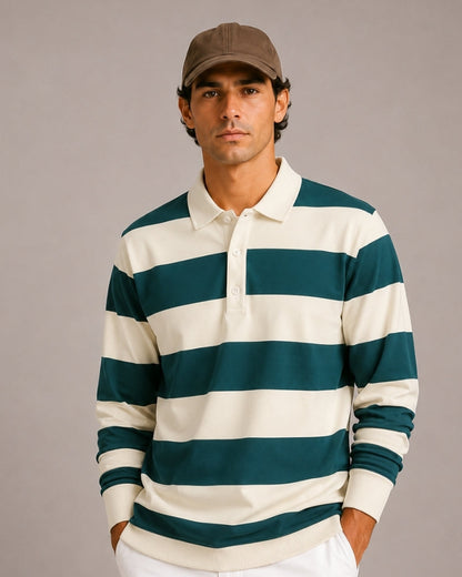 Old Money Polo Rugby Rayas Vintage Hombre