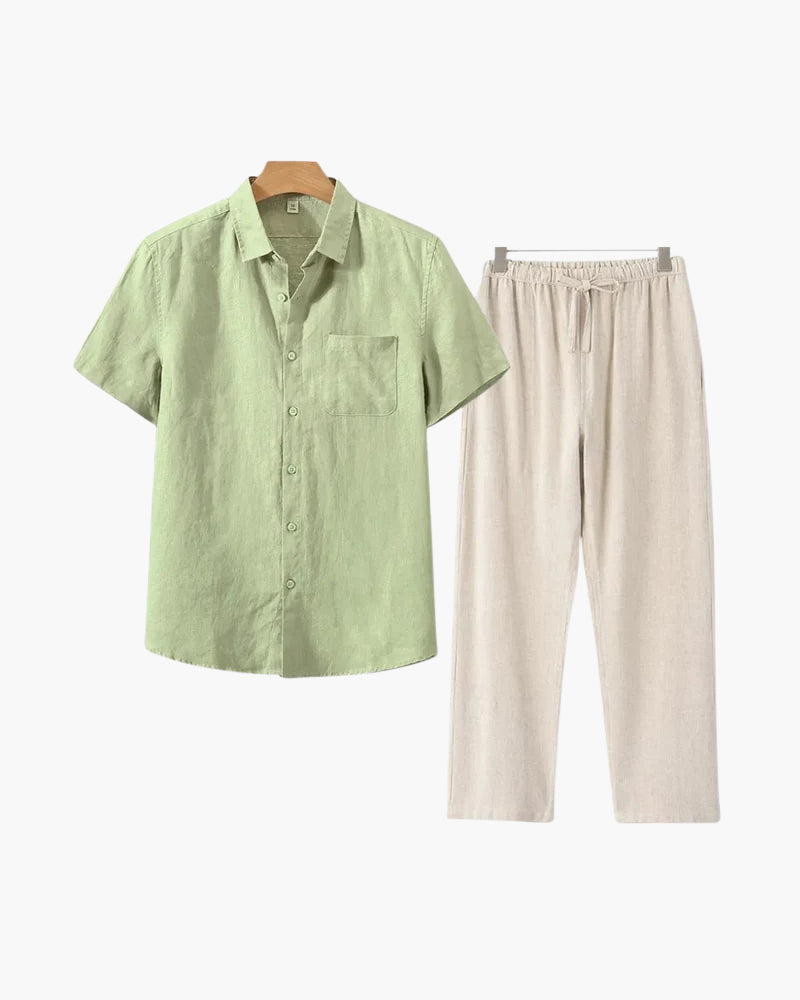Old Money WorldWide Conjunto de Lino Manga Corta para Hombre
