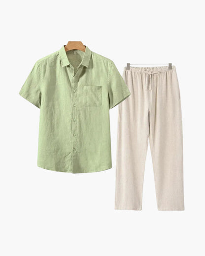 Old Money WorldWide Conjunto de Lino Manga Corta para Hombre