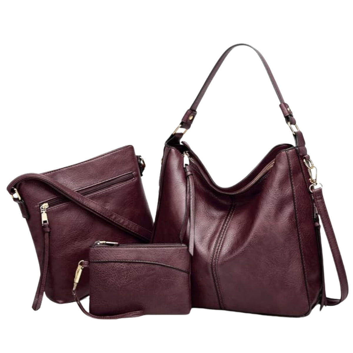 Libra Cases Lujo Cuero 3-Piezas Bolso Hobo Set