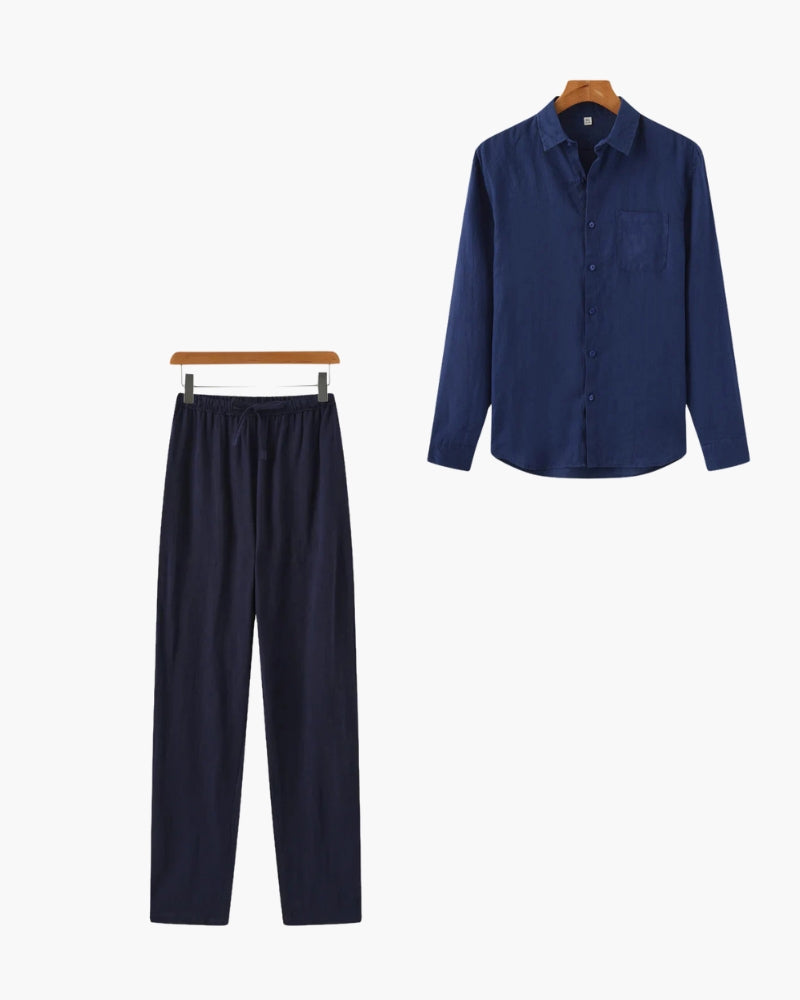 Old Money Conjunto Monocromo Lino Camisa Capetown y Pantalón Marrakech Hombre