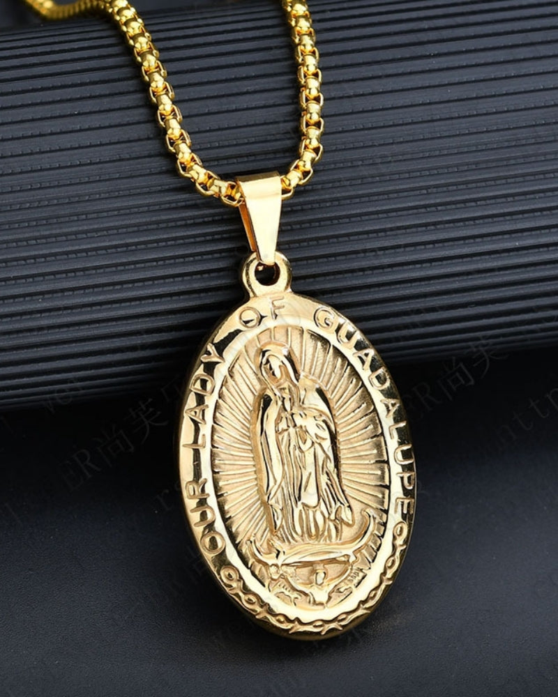 Old Money Medallón Ovalado Virgen De Guadalupe Hombre