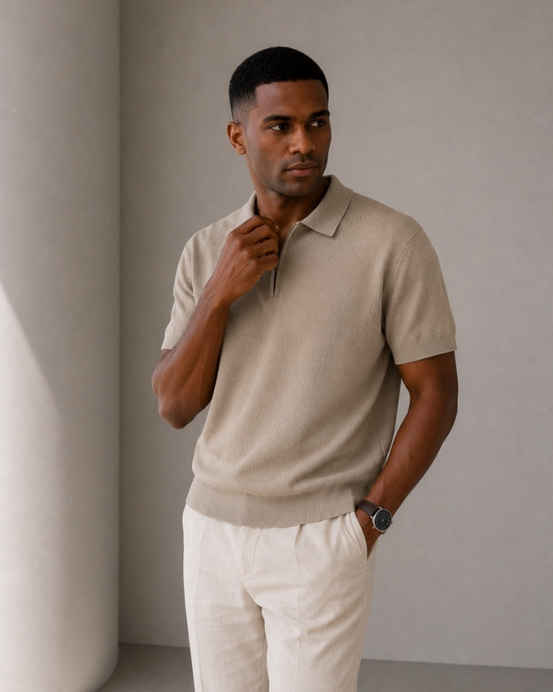 Old Money Marbella Polo Cremallera Malla Premium