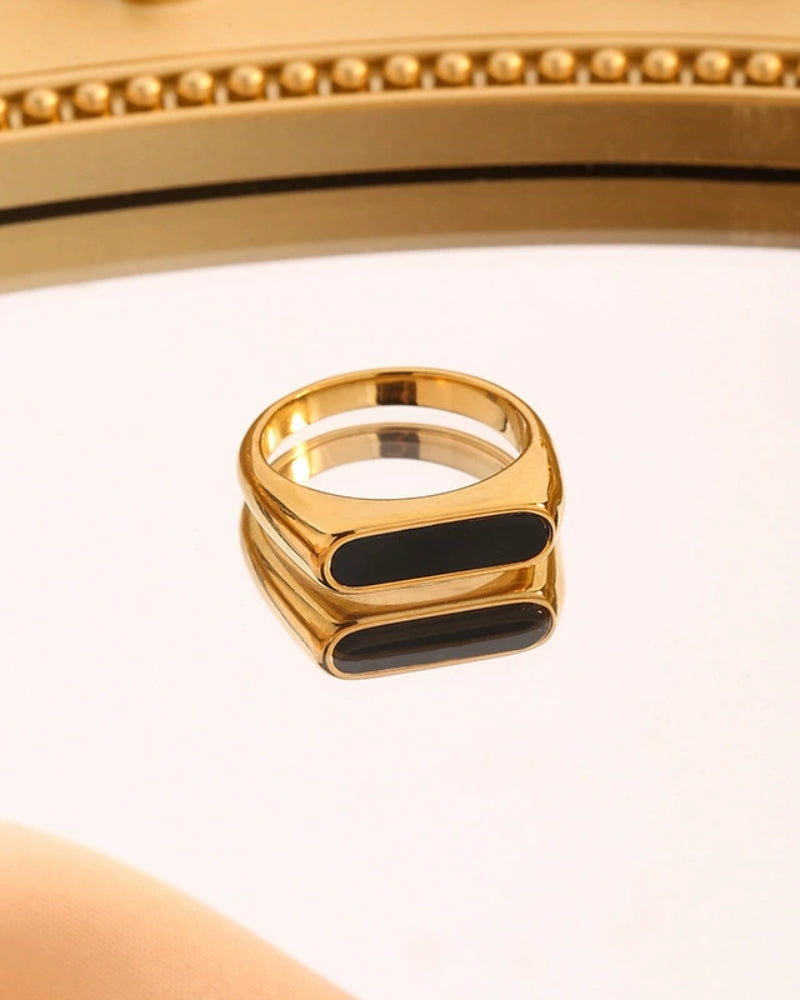 Old Money Anillo Obsidian Band Oro Negro Unisex