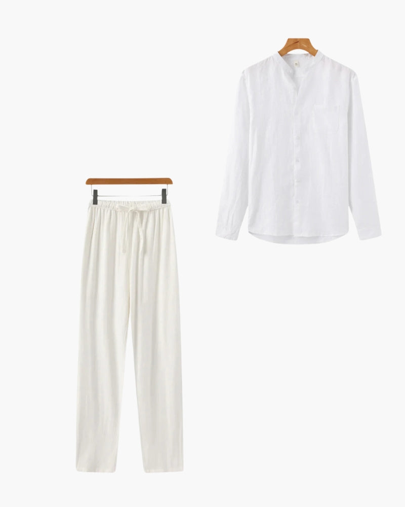 Old Money Conjunto Monocromo Lino Camisa Capetown y Pantalón Marrakech Hombre