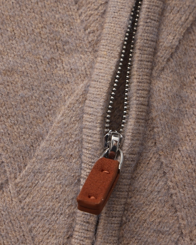 Old Money Heritage Diamond Knit Zip Cardigan