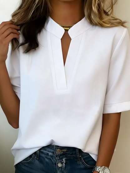 Bellier Paris Margaux Blusa Chic Cuello en V Detalle Dorado