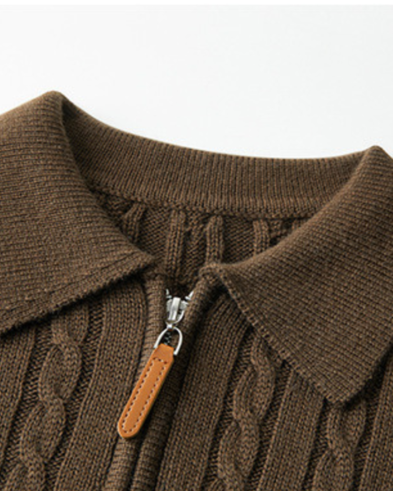 Old Money Chaqueta Cremallera 100% Lana Premium Hombre