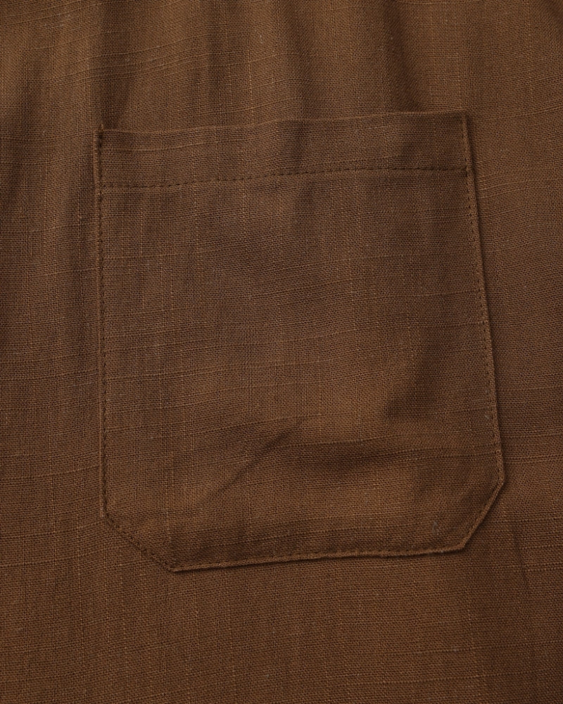 Old Money Camisa Cuello Mandarin Algodón Texturizado Hombre