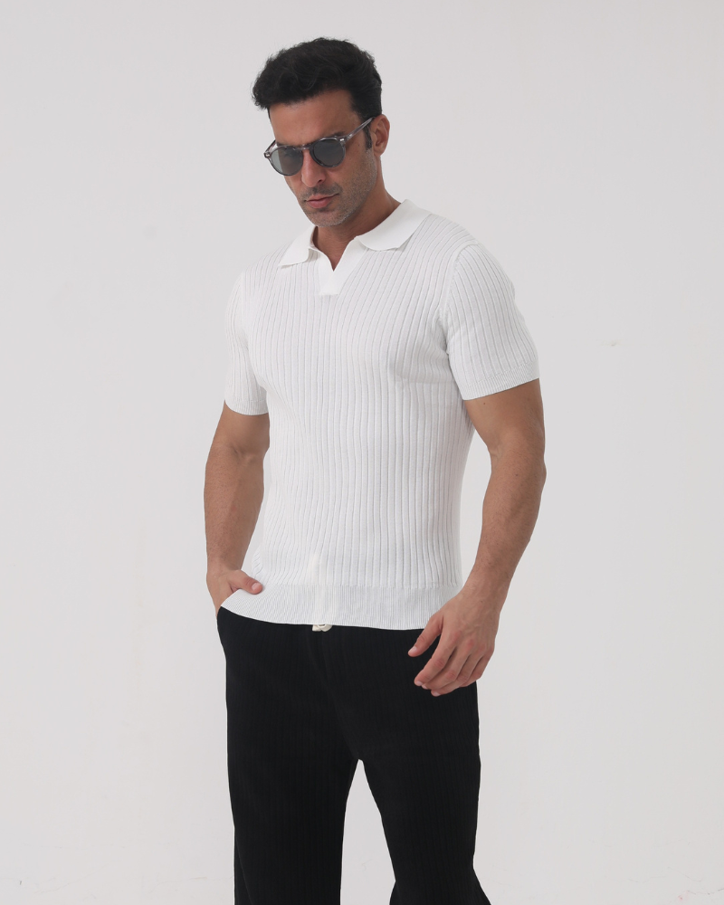 Old Money Camiseta Polo Acanalada De Algodón Hombre