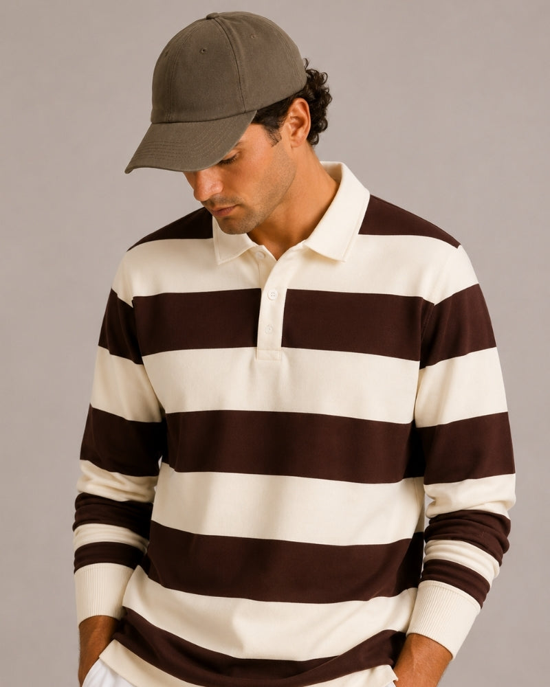 Old Money Polo Rugby Rayas Vintage Hombre