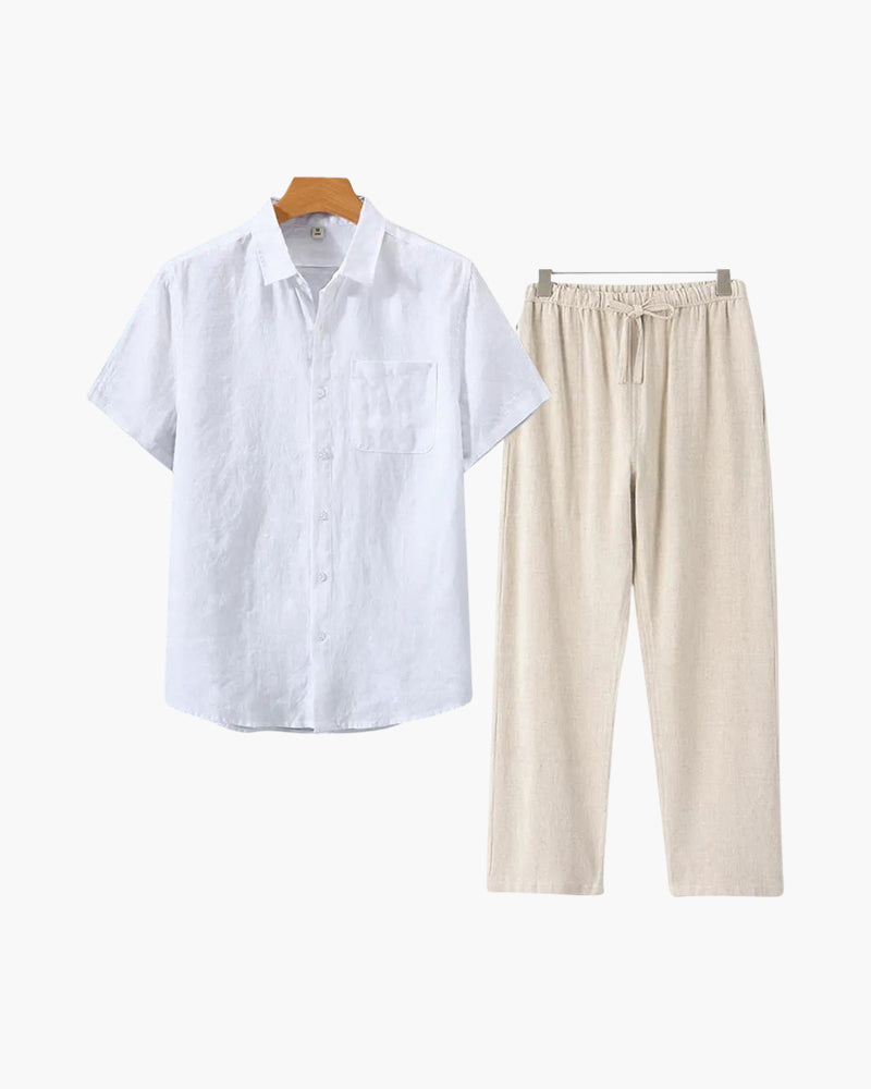 Old Money WorldWide Conjunto de Lino Manga Corta para Hombre