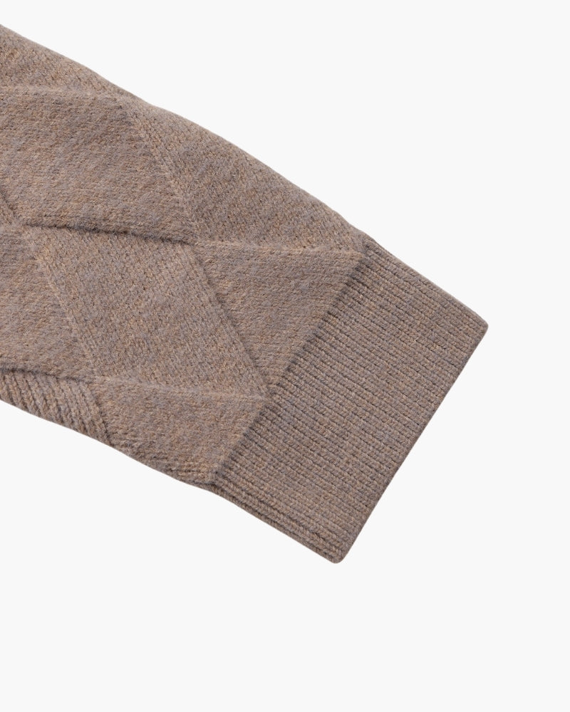 Old Money Heritage Diamond Knit Zip Cardigan