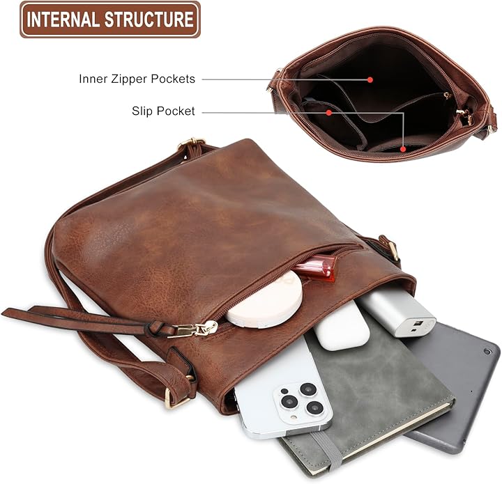 Libra Cases Lujo Cuero 3-Piezas Bolso Hobo Set