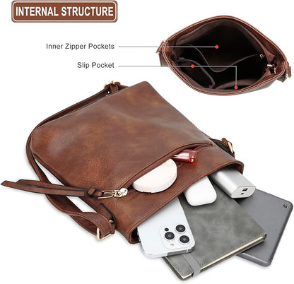 Libra Cases Lujo Cuero 3-Piezas Bolso Hobo Set