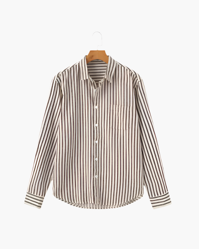 Old Money Conjunto Camisa Rayas Pantalón Lino Hombre