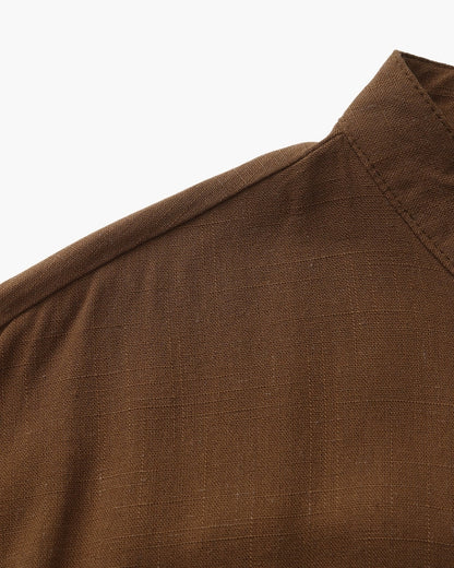 Old Money Camisa Cuello Mandarin Algodón Texturizado Hombre