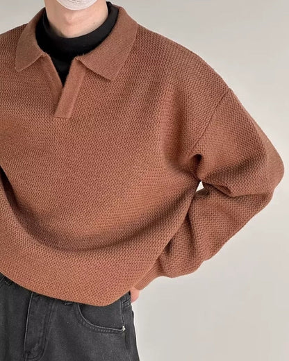 Old Money Suéter Polo De Punto Texturizado Hombre