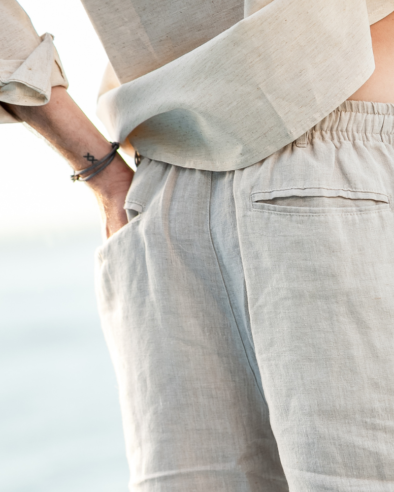 Old Money Pantalón Corto De Lino Beige