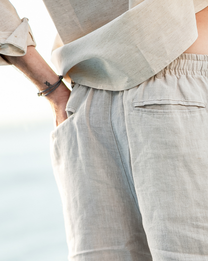 Old Money Pantalón Corto De Lino Beige