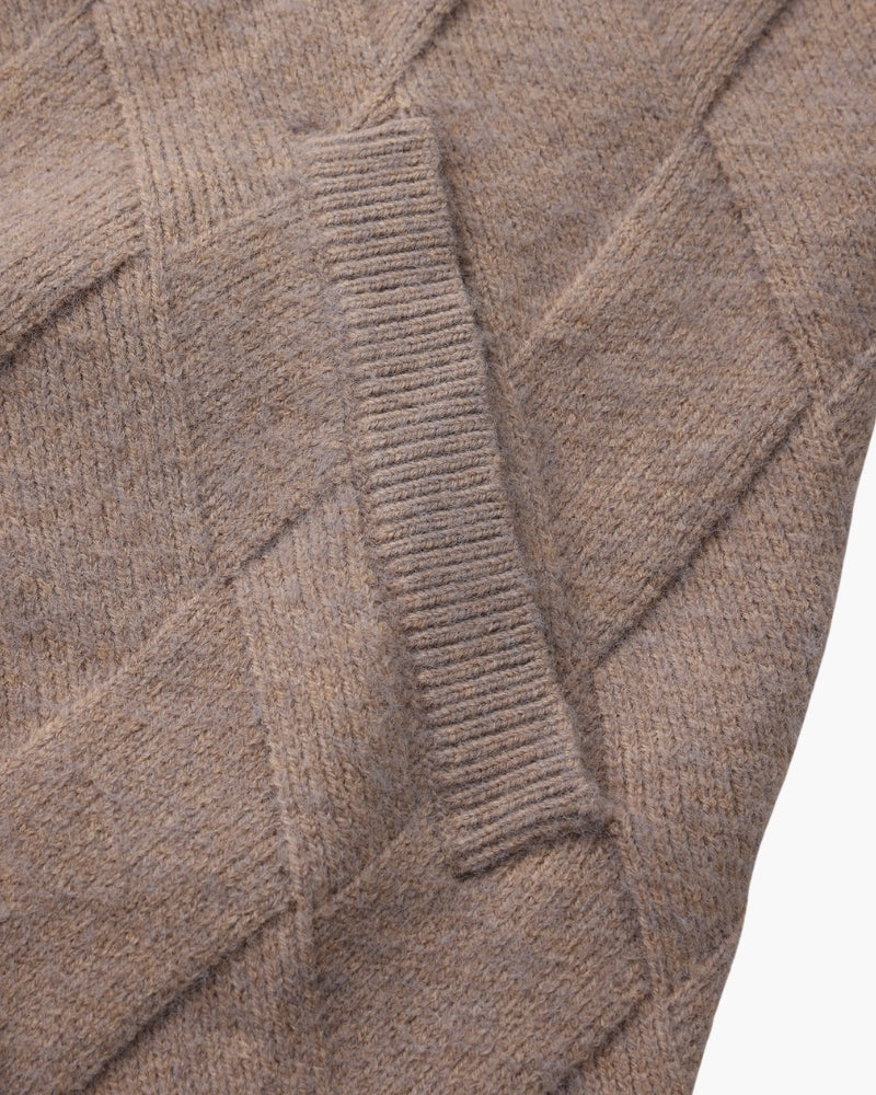 Old Money Heritage Diamond Knit Zip Cardigan