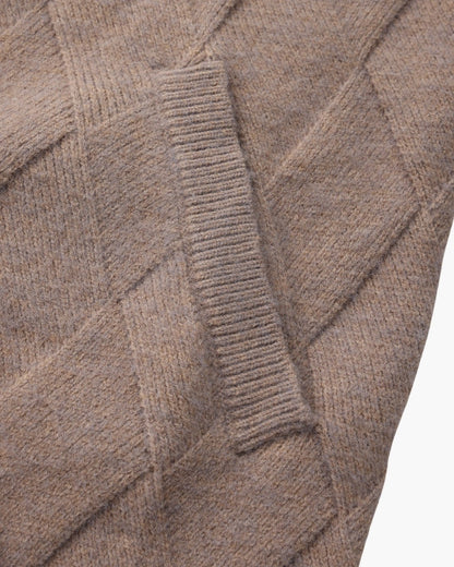 Old Money Heritage Diamond Knit Zip Cardigan