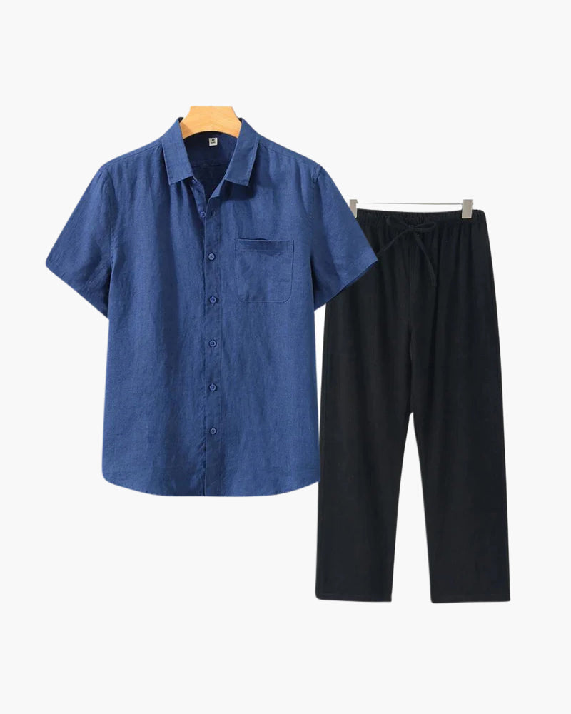Old Money WorldWide Conjunto de Lino Manga Corta para Hombre