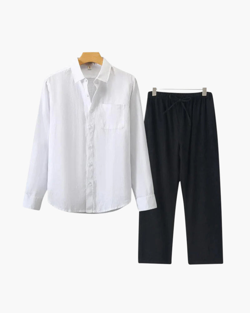 Old Money Outfit Camisa Lino Y Pantalón Lino Hombre