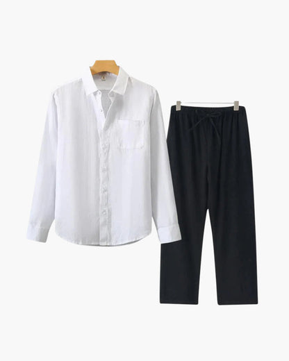 Old Money Outfit Camisa Lino Y Pantalón Lino Hombre