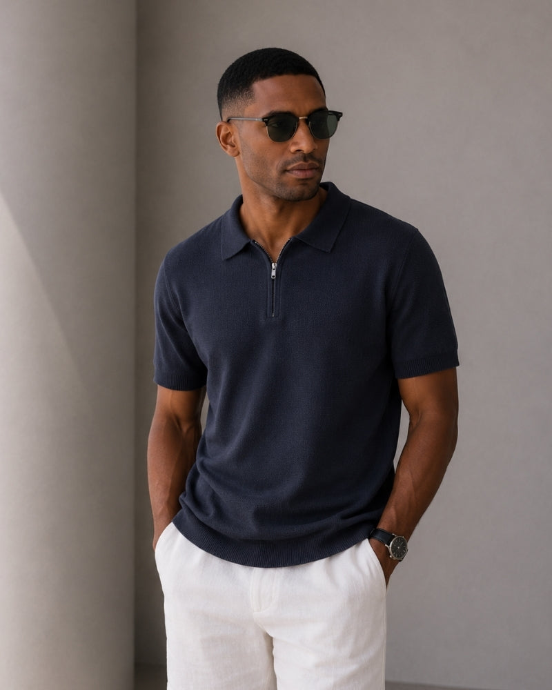 Old Money Marbella Polo Cremallera Malla Premium