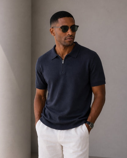 Old Money Marbella Polo Cremallera Malla Premium