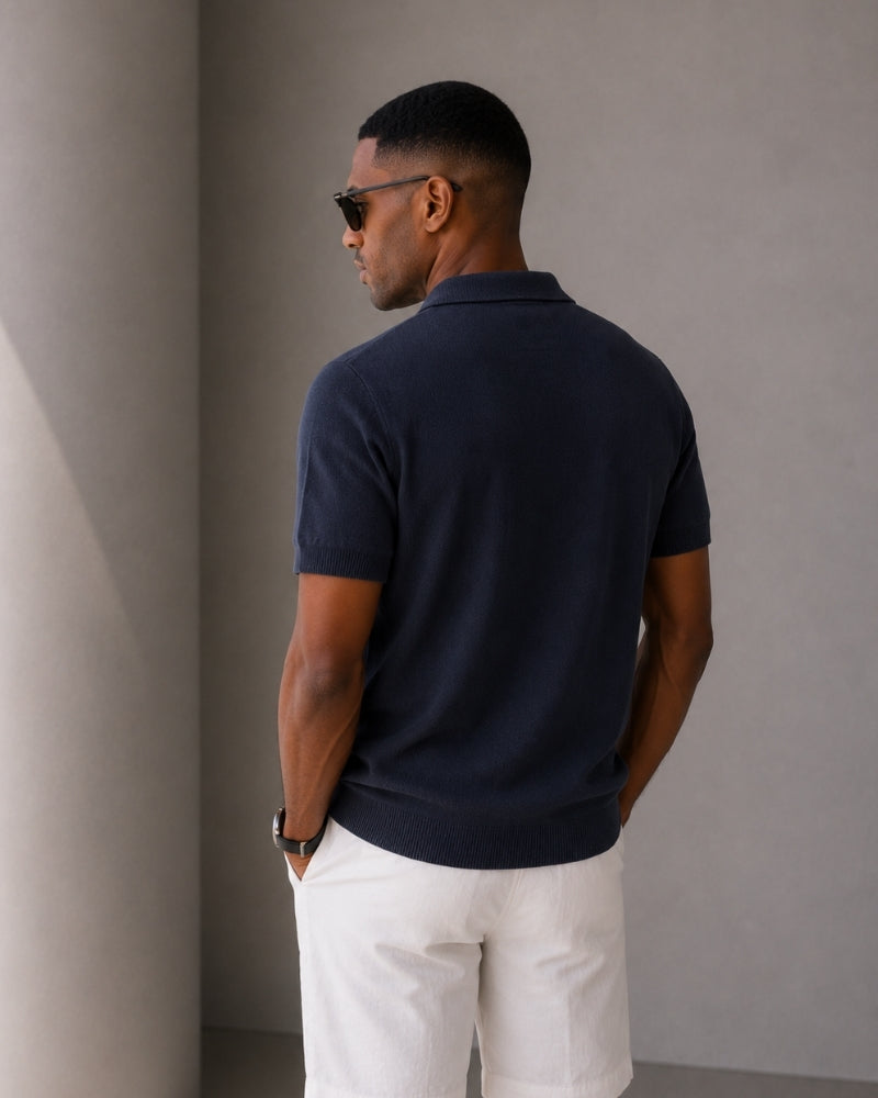 Old Money Marbella Polo Cremallera Malla Premium