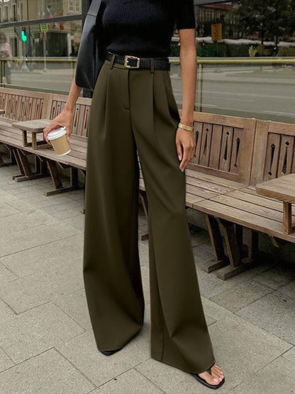 COMMENSE Pantalón Ancho de Tiro Regular Sin Cinturón
