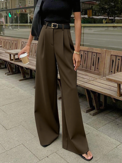 COMMENSE Pantalón Ancho de Tiro Regular Sin Cinturón