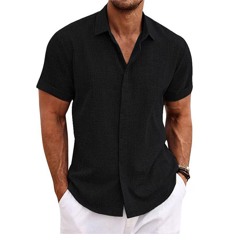 PARIJAN Camisa de Lino de Manga Corta MIAMI