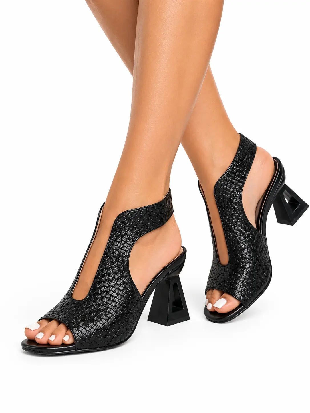 Graciela™ | Sandalia Elegante Trenzada de Tacón Geométrico